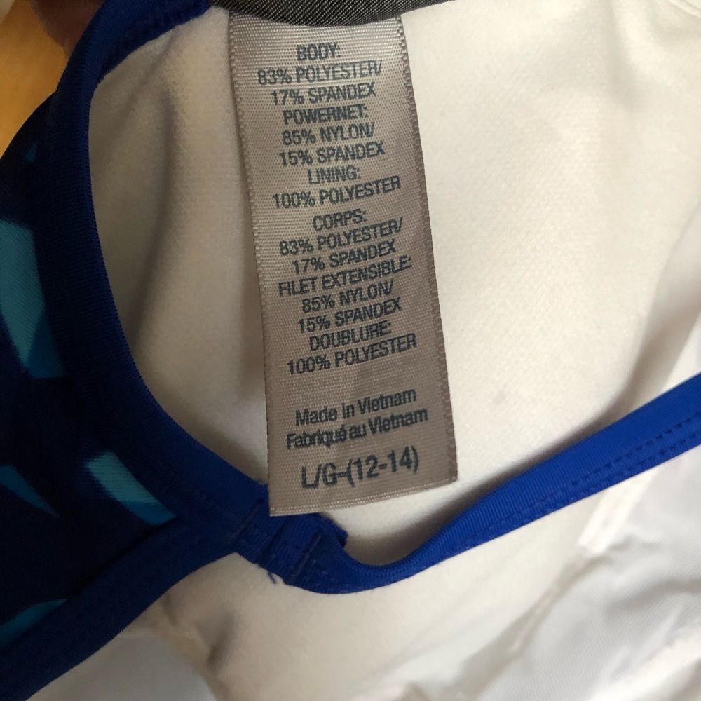 Champion blue graphic  racerback tank swimsuit L - Picture 4 of 4